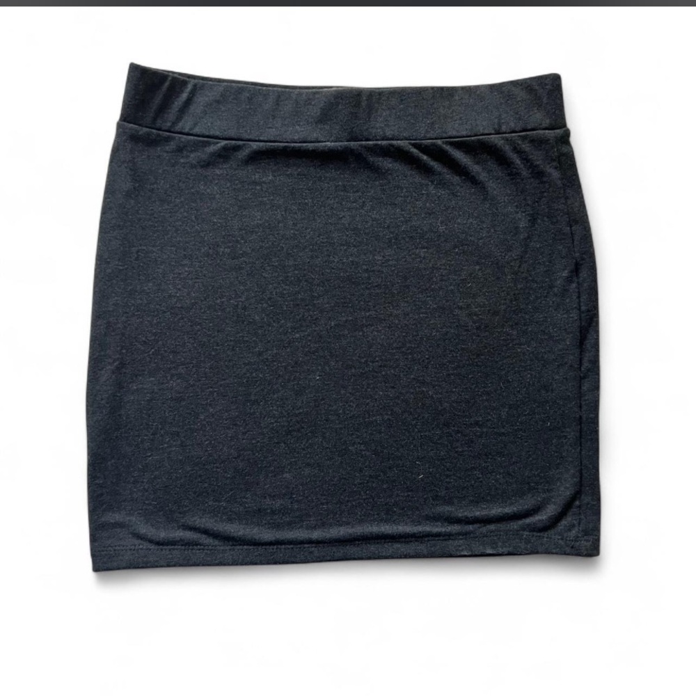 Dark Grey Knit Mini Skirt Stretch